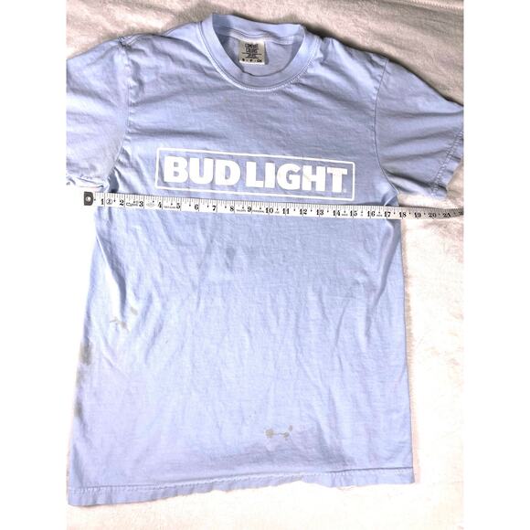 Bud Light Logo Tee Light Blue Size S Beer Promo Shirt - Picture 4 of 7